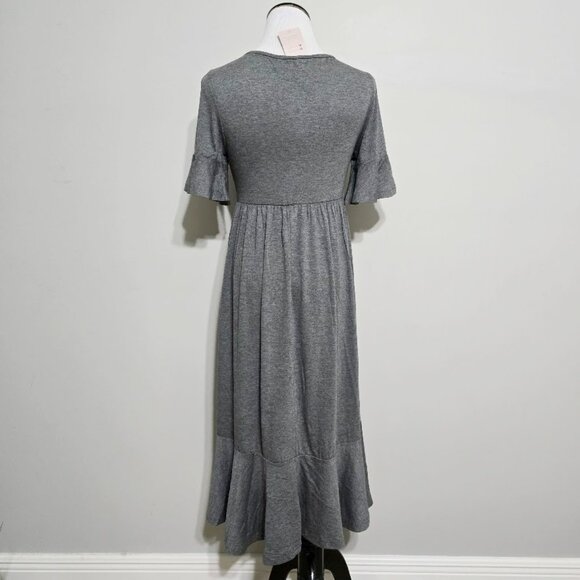 New Emery Rose S Midi Dress Cottagecore Boho Tiered Flounce Ruffle Bell Sleeve - Picture 8 of 13